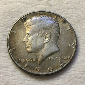1964-D Kennedy Half Dollar 90% Silver Denver Mint US Coin 50c Vintage